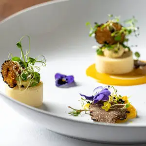 Truffle dish with flowers
